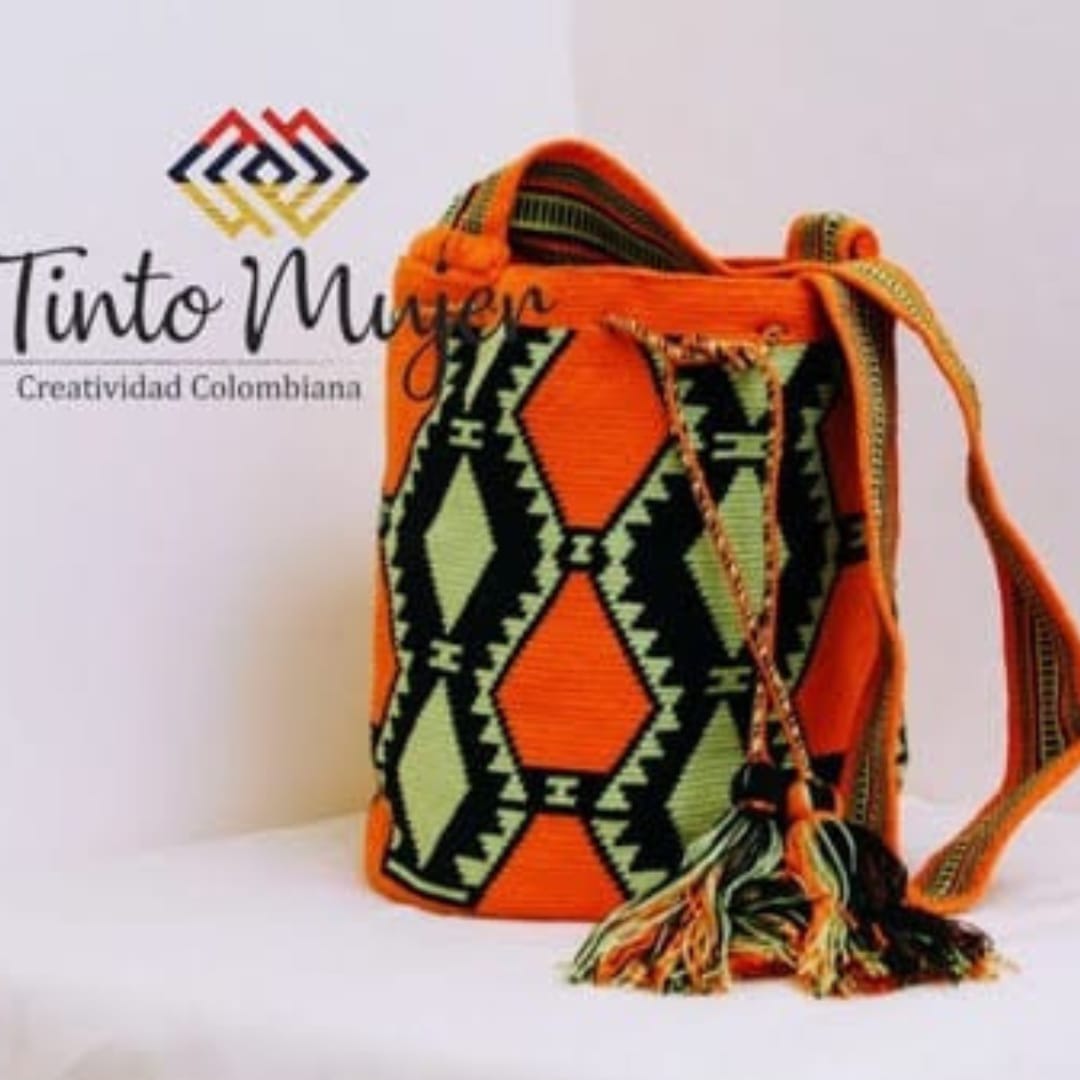 Mochila Wayuu - Naranja con patrones